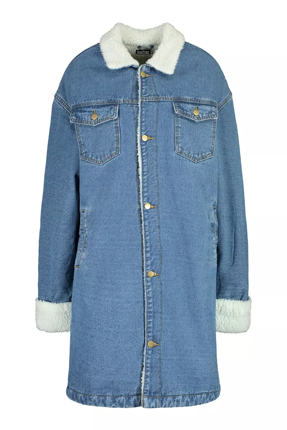 Boohoo longline denim outlet jacket